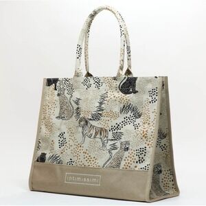 INTIMISSIMI Big Tote Bag Natural Beige Tiger Square Shoulder Bag